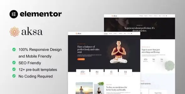 Aksa – Yoga Teacher & Studio Elementor Template Kit